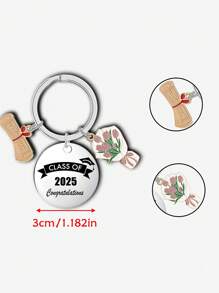 1pc Customized Graduate Keychain, Unique Keychain Funny Gift For Postgraduate Students, Teachers, Suitable For Kids, Partners, Friends And Classmates, Stainless Steel