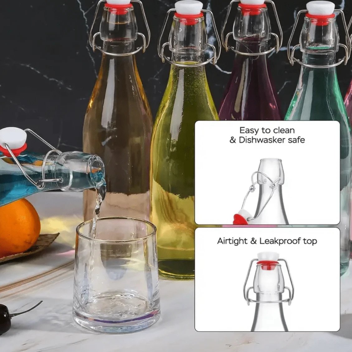 6pcs 16.91 Oz Swing Top Glass Bottles, Home Brew Glass Bottles With