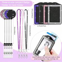 1pc Colorful Rhinestone Inlaid ABS Plastic Retractable Badge Reel, ID Card Holder With Belt Clip And 360 Degree Swivel Back To School