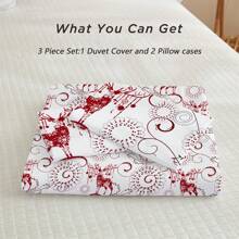 3PCS Christmas Reindeer Print Duvet Cover Set(1*Duvet Cover + 2*Pillowcase, Without Core),Christmas Theme,All Seasons, Soft, Breathable, And Hypoallergenic Winter Theme Holiday Decor Gift For Bedroom,The Perfect Christmas Gift