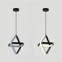 220V 小型方形黑色/白色 LED 现代线性吊灯，3000K 暖光/6500K 白光 LED 吊灯适合餐厅厨房岛，明亮的灯具 - 吊燈 - 查看 6