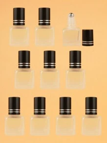 2pcs|3pcs|5pcs|10pcs|20pcs Set Of Square Frosted 6ml Refillable Glass Roll-On Bottles For Cosmetic Water, Portable Mini Essential Oil & Perfume Containers