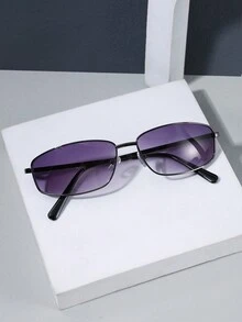 1 件男士轻奢金属矩形潮流时尚眼镜适合日常外出和工作通勤使用 - 彩色 - 查看 2