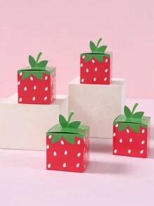 24pcs Red Strawberry Style Mini Gift Box, Three-Dimensional Candy Box Birthday Party Decoration, Strawberry Theme Gender Reveal Birthday Wedding Family Holiday Party Gift Wrapping Supplies
