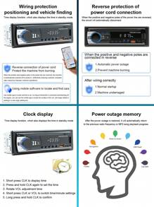 汽车收音机立体声播放器数字音频 MP3 播放器 JSD-530，60Wx4 FM 立体声音乐播放器，带 USB/SD 端口和内置 AUX 输入 - 黑色 - 查看 4