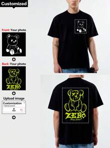 Camiseta estilo novio personalizada para hombre, de moda, casual, suelta. Diseña tu propio estampado agregando tu propia foto (selfie/foto familiar/foto de mascota/foto de amigo). Estilizada, tipo hipster, de moda, sencilla, cómoda, disfraz fácil, moda modesta, minimalista chic, para invierno/otoño, para vacaciones/fiestas, personalizada, única, disfraces para chicos, armario cápsula, estilo básico/callejero para hombres, regalos ideales para él, novio, familia, amigos, para cumpleaños, para vacaciones/fiestas, para escuela/competencia, para deportes/escalada