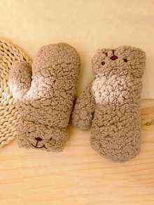 1 Cặp Găng Tay Gấu Hoạt Hình Ấm Áp Mùa Đông, Dễ Thương Và Vui Nhộn Cho Học Sinh Nữ Đi Xe Đạp, Giữ Ấm Chống Lạnh Đeo Cổ Ngoài Trời, Chống Lạnh, Găng Tay, Găng Tay Dày Cho Tất Cả Các Ngón Tay Màu Trơn Cho Nữ, Găng Tay Chống Lạnh Cảm Ứng Cho Nữ Trong Thời Tiết Lạnh - Nhiều màu - Xem 8