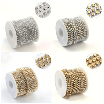 2mm/3mm 水晶水钻装饰链，颜色鲜艳，适合服装 DIY、服装装饰、杯链、珠宝制作、派对装饰