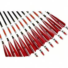 12PCS Red Turkey Feather 31 Inches Carbon Arrows Replacement Tips Targeting Arrows Archery For Recurve Longbow Hunting & Practice - Red - View 4