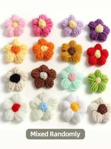 10/30 件 4 厘米羊毛钩针花贴花泡芙花针织纱花手工钩针花用于工艺品装饰 DIY 头发头带帽子鞋子服装配饰工艺品缝纫