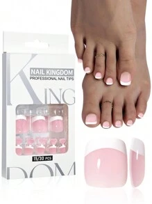 Nail Kingdom 24 chiếc móng chân giả đầu nhọn kiểu Pháp, móng chân giả hình vuông ngắn, móng chân giả đầu nhọn kiểu Pháp màu trắng, móng chân giả để trang trí móng chân - Nhiều màu - Xem 11