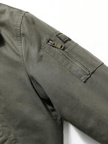 男士潮流时尚户外休闲运动飞行加厚夹克外套带保暖内衬，冬季保暖 - 軍綠色 - 查看 10