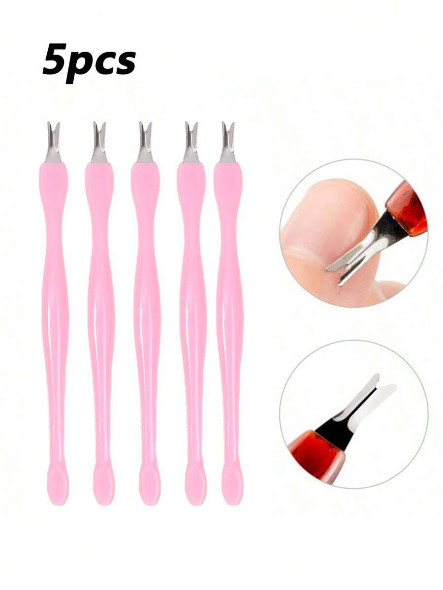 5 dụng cụ đẩy biểu bì bằng thép không gỉ, dụng cụ chăm sóc móng để loại bỏ da chết - Hồng - Xem 1