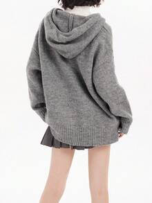 Casual Cute Dog Pattern Hooded Sweater, Autumn/Winter - Grey - View 2