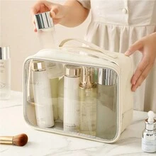 Túi đựng đồ trang điểm PU trong suốt, Túi đựng mỹ phẩm du lịch dung tích lớn, Túi đựng đồ vệ sinh khi bơi thể dục Túi đựng đồ vệ sinh cá nhân Túi đựng đồ rửa mặt Túi đựng đồ tắm đi biển Đồ dùng thiết yếu cho kỳ nghỉ Đồ dùng học tập Đồ dùng thiết yếu khi đi du lịch Ký túc xá nữ - màu đen - Xem 2