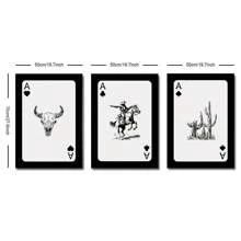 3 套无框长角牛头骨西部牛仔扑克牌艺术潮流海报美学黑白简约时髦绘画帆布印刷墙画宿舍、公寓、客厅、卧室、男孩房、家居装饰的理想礼物 - 彩色 - 查看 7