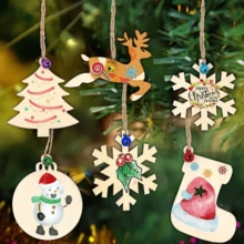 5/10/12pcs Wooden Crafts To Paint Tree Hanging Ornaments Unfinished Wood Cutouts Decoration DIY Crafts (Wooden Tree Cutouts) Best Gifts Birthday