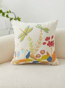 1 件蜻蜓刺绣垫套，客厅/卧室家居装饰，适合所有季节 - 彩色 - 查看 11