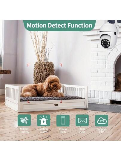 /1pc 1080P HD Rotatable Audio Camera, 2.4G Wireless Wifi Security 4X Human Motion Tracking 355° View, Home Monitoring, Elderly Child Care, Night Vision, Powered By USB Cable, Support Cloud Storage Memory Card (Not Included, Need To Purchase) view 6