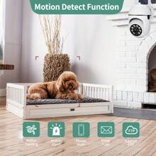 1 pièce Caméra audio haute définition 1080p rotative, caméra de  wifi sans fil 2,4 G, suivi des mouvements 4X et vue panoramique de 355°, pour la  et la surveillance à domicile, convient aux personnes âgées et aux soins des enfants, avec vision nocturne, alimentée par USB, prend en charge le stockage cloud et la carte mémoire (non incluse, à acheter séparément)