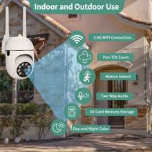 1 pièce Caméra audio haute définition 1080p rotative, caméra de  wifi sans fil 2,4 G, suivi des mouvements 4X et vue panoramique de 355°, pour la  et la surveillance à domicile, convient aux personnes âgées et aux soins des enfants, avec vision nocturne, alimentée par USB, prend en charge le stockage cloud et la carte mémoire (non incluse, à acheter séparément)
