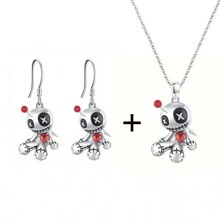 Creative Funny Voodoo Doll Red Heart Pendant Earrings, Punk Cartoon Holiday Decoration Accessories, Halloween Gift Valentines,Mom,Mother,Mother's Day,Gift