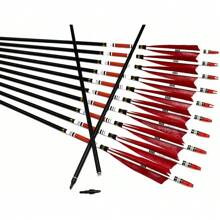 12PCS Red Turkey Feather 31 Inches Carbon Arrows Replacement Tips Targeting Arrows Archery For Recurve Longbow Hunting & Practice - Red - View 3