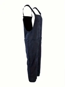 Womens Overall Jumpsuit Casual Corduroy For Autumn Winter Fashion Comfortable Stylish Full Length Denim Style Cozy Outfit - 紫色 - 查看 4