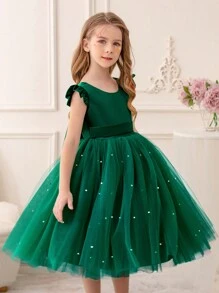 Robe de fête en tulle froufrou pour jeune fille, style princesse élégante, convient pour les robes de filles, les anniversaires, la Saint-Valentin, les bals, les fêtes, le port quotidien, les représentations et les spectacles sur scène