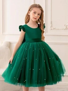 Robe de fête en tulle froufrou pour jeune fille, style princesse élégante, convient pour les robes de filles, les anniversaires, la Saint-Valentin, les bals, les fêtes, le port quotidien, les représentations et les spectacles sur scène