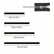 1pc Black Resin Zipper With Rhinestone Decor, Self-Locking Single-Head, Suitable For Sewing And Handicraft - Length Options: 15.7in/19.7in/23.6in/27.6in