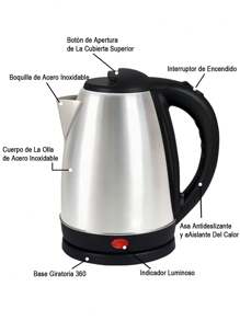 Tetera eléctrica inalámbrica de acero inoxidable de 2 litros,Hervidor de Té1000W ebullición rápida, Hervidor de agua con apagado automático y protección contra el secado por ebullición, Acero inoxidable y diseño sin cable, Fácil de limpiar, con pico vertedor fácil de servir. - Plateado - Ver 9