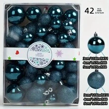 42 件经典圣诞装饰套装：多种颜色，圆形塑料吊球，用于节日树装饰 - 藍色 - 查看 7