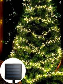1 dây đèn pháo hoa bằng đồng 5m 100 bóng đèn LED chạy bằng năng lượng mặt trời, ánh sáng ấm áp, đèn trang trí LED trong nhà và ngoài trời, có thể uốn cong, thích hợp để trang trí tường, sân, không khí tiệc tùng lễ hội - Nhiều màu - Xem 1