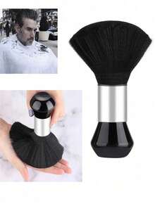 2 件装黑色理发刷套装，男士剃须软刷和化妆清洁沙龙工具，带黑色 ABS 手柄 - 黑色 - 查看 2