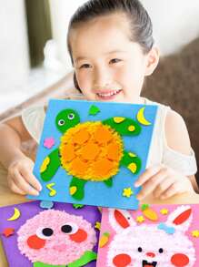 4 件套儿童 DIY 缝纫套装，卡通动物线缝纫画，制作简单的 DIY 项目，动物，水果，学习缝纫玩具，生日礼物，适合男孩和女孩 - 卡通動物毛線畫 - 查看 6