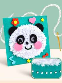 4 件套儿童 DIY 缝纫套装，卡通动物线缝纫画，制作简单的 DIY 项目，动物，水果，学习缝纫玩具，生日礼物，适合男孩和女孩 - 卡通動物毛線畫 - 查看 9