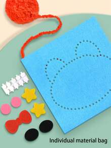 4 件套儿童 DIY 缝纫套装，卡通动物线缝纫画，制作简单的 DIY 项目，动物，水果，学习缝纫玩具，生日礼物，适合男孩和女孩 - 卡通動物毛線畫 - 查看 7