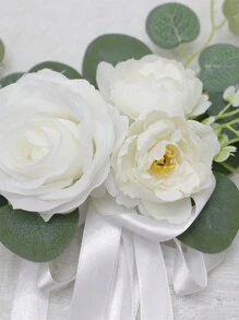 1PC Outdoor Wedding And Wedding Car Rearview Mirror Decoration Flower, Chair Back Flower Decoration, Simulation Flower Wedding Car Decoration, Wedding Car With Suction Cup Flower Accessories, Mori Style Simulation Flower Wedding Photography Banquet Party Hotel Chair Back Flower Accessories Halloween Valentine's Day Valentines