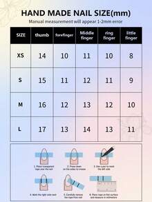 10 件/套浅蓝色扎染渐变手绘花卉水钻蝴蝶中号杏仁形手工指甲贴 - 淺藍色 - 查看 4