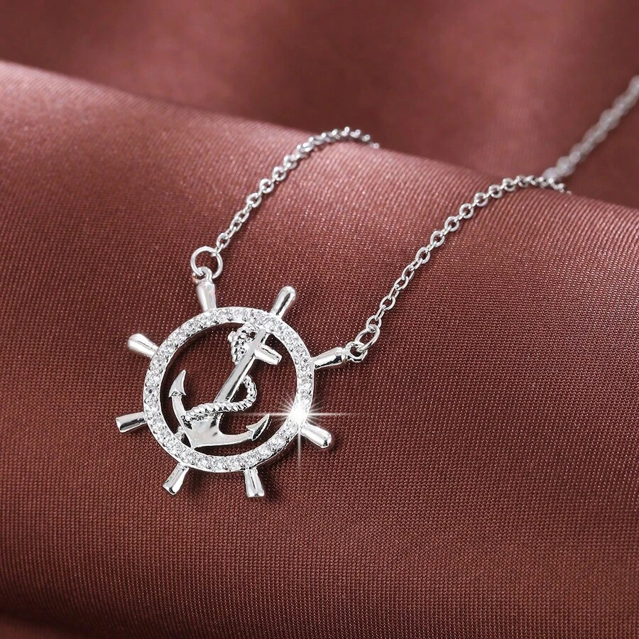 1 chiếc vòng cổ thời trang đính đá Cubic Zirconia thiết kế hình bánh lái dành cho nữ - Nhiều màu - Xem 1