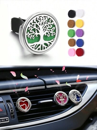 1set, Car Aromatherapy Diffuser Locket Car Clip Perfume Essential Oil Diffuser Car Vent Clip Air Freshener Purifier With 10pcs Mixed Pads,New Style, Gift,Car Aromatherapy Diffuser+Aromatherapy Oil Set Gifts Birthday Graduation