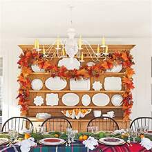 1 件人造秋季枫叶花环悬挂藤蔓花环人造秋叶花环感恩节装饰适用于家庭婚礼壁炉派对圣诞节 - 彩色 - 查看 5
