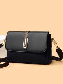 Túi đeo vai đa năng màu trơn thời trang, nhẹ và dễ mang theo, phù hợp cho công việc và giải trí. Túi đeo chéo nắp gập màu tương phản tối giản kiểu retro, phù hợp cho nữ sinh viên đại học và nhân viên văn phòng, lý tưởng cho văn phòng, trường đại học, công việc, kinh doanh, đi lại, hoạt động ngoài trời, du lịch và dã ngoại. - màu đen - Xem 4