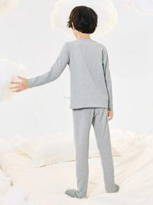 Balabala Bộ đồ lót trẻ em Quần lót giữ nhiệt mùa đông cho bé gái, mềm mại và ấm áp theo phong cách hoạt hình - Xám - Xem 2