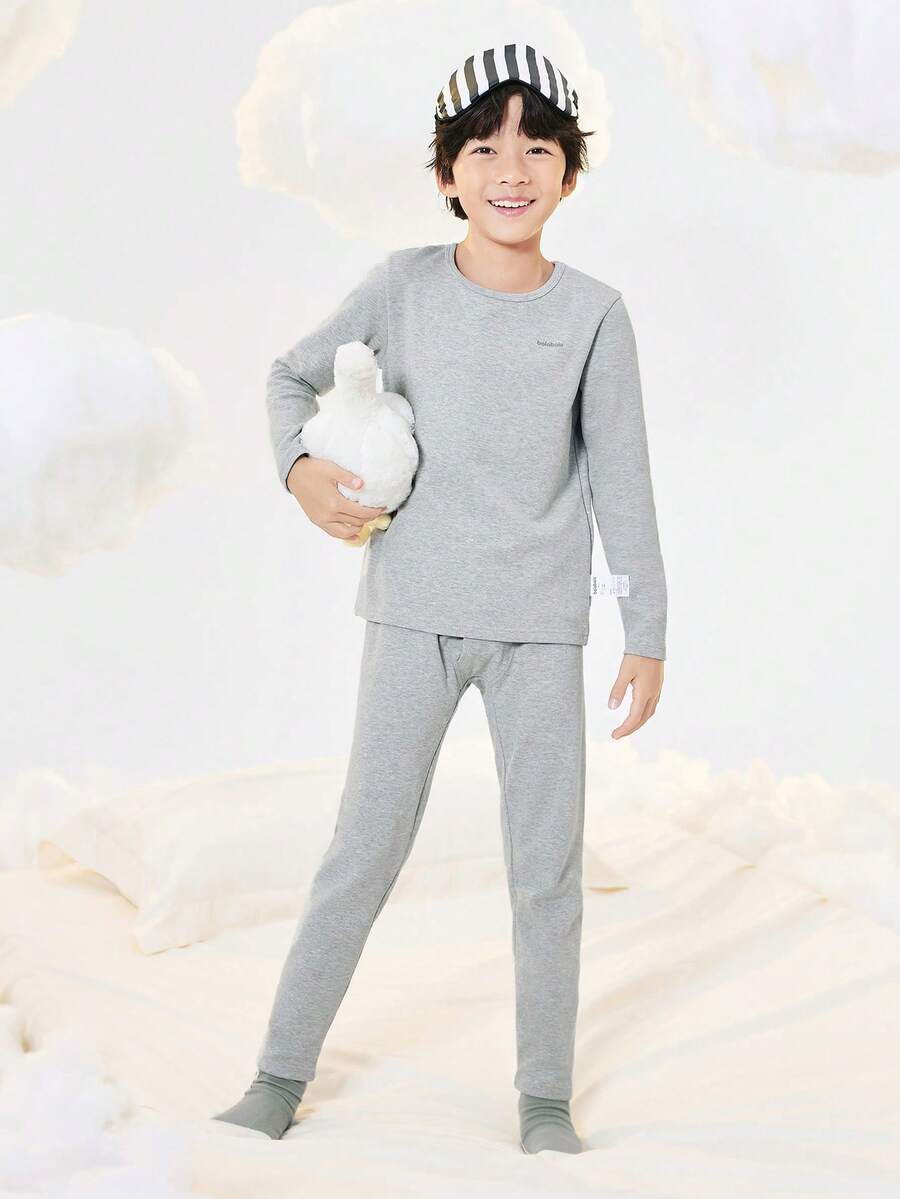 Balabala Bộ đồ lót trẻ em Quần lót giữ nhiệt mùa đông cho bé gái, mềm mại và ấm áp theo phong cách hoạt hình - Xám - Xem 1
