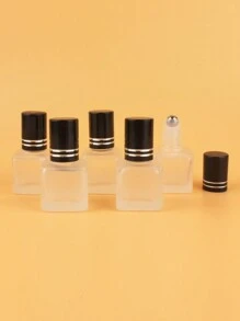 2pcs|3pcs|5pcs|10pcs|20pcs Set Of Square Frosted 6ml Refillable Glass Roll-On Bottles For Cosmetic Water, Portable Mini Essential Oil & Perfume Containers