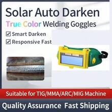 Mặt nạ hàn tự động làm tối màu thật bằng năng lượng mặt trời Mũ bảo hiểm hàn Kính bảo hộ mắt/Kính thợ hàn Mũ bảo vệ hồ quang cho máy hàn - Màu vàng - Xem 8