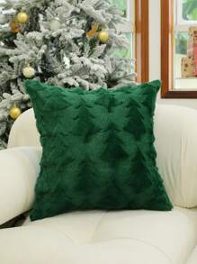 1 件精美圣诞树毛绒工艺枕套沙发卧室客厅家居装饰枕套 - 彩色 - 查看 3