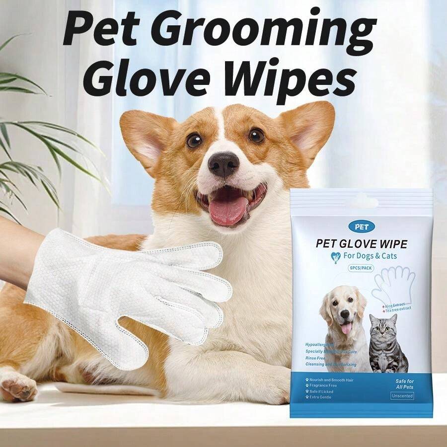 Pet Fur Waterless Cleaning Gloves Wet Wipes [For Cats & Dogs] SHEIN UK